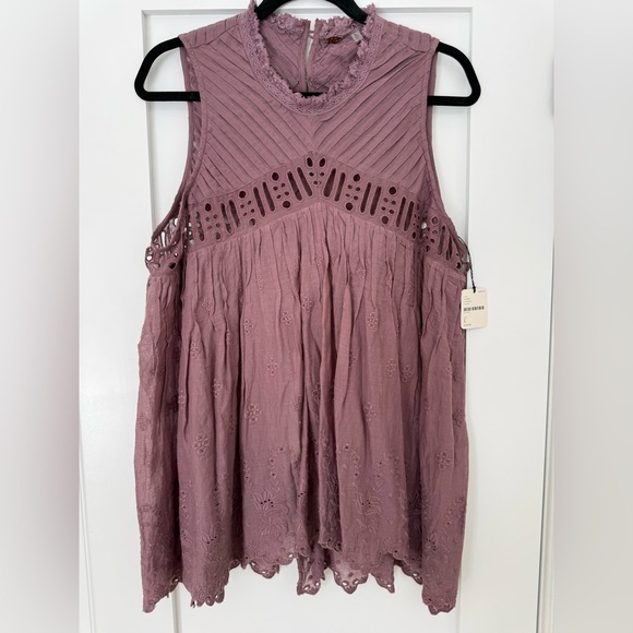 Free People Tops - Free People FP One Eloise Crochet Lace Sleeveless Top Lavender Boho NWT L